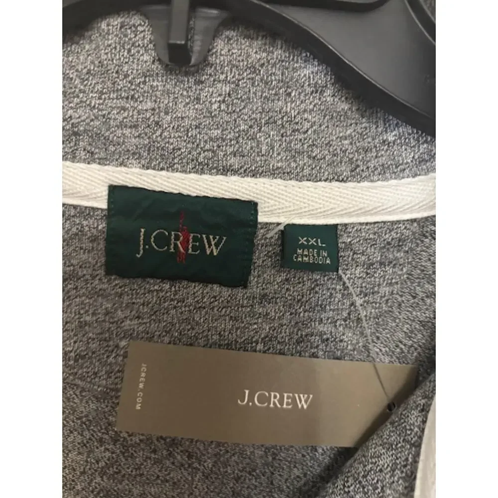 J. Crew Quarter Zip Pullover Men's 2XL XXL Gray 100% Cotton Sweater NWT